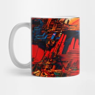 Fractal depicting a computer processor socket. IT fashion. Many repeating squares and lines with iridescent colors. Fractal geometry print Mug